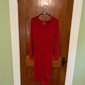 Red Long Sleeve Stretch Maternity Dress Size M
